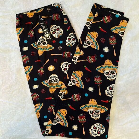 Sugar Skull Leggings size XL Plus - Picture 1 of 9